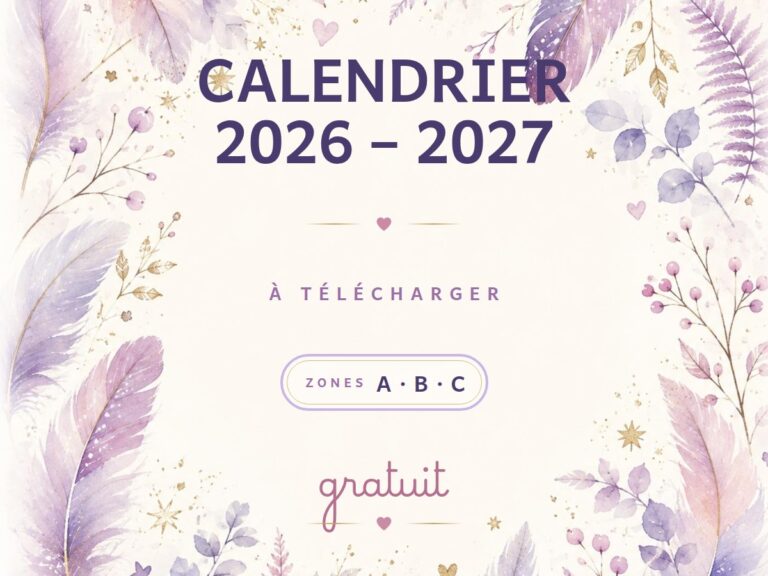 Calendrier scolaire 2026-2027 à télécharger gratuitement, zones A, B et C, pour la maternelle
