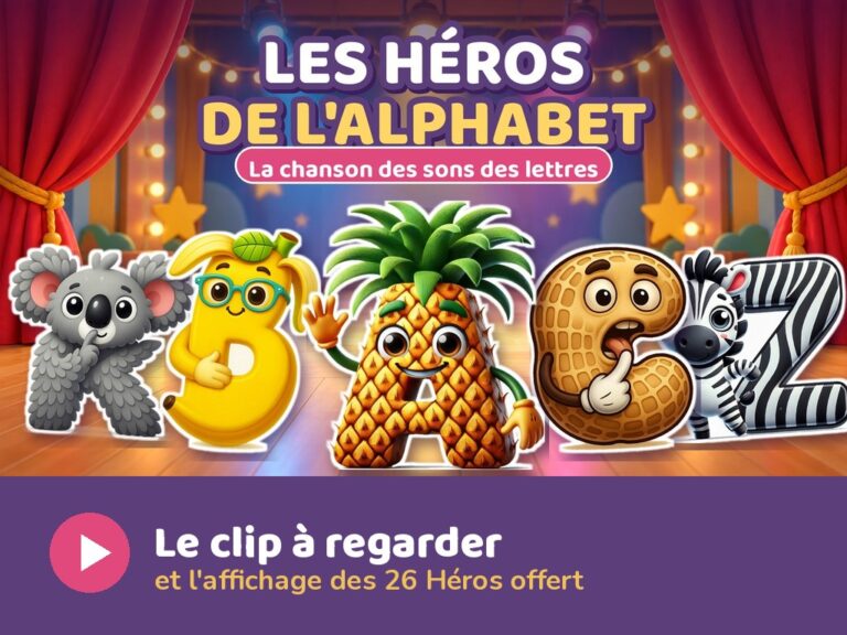 Les Héros de l'alphabet, le clip de la chanson des sons des lettres, maternelle MS GS